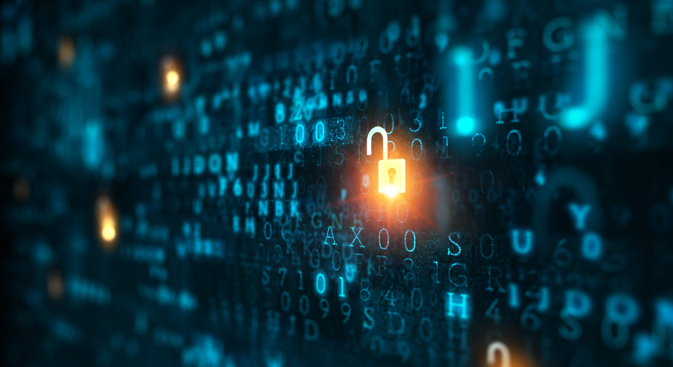 unlocked padlock surrounded by data to showcase data privacy