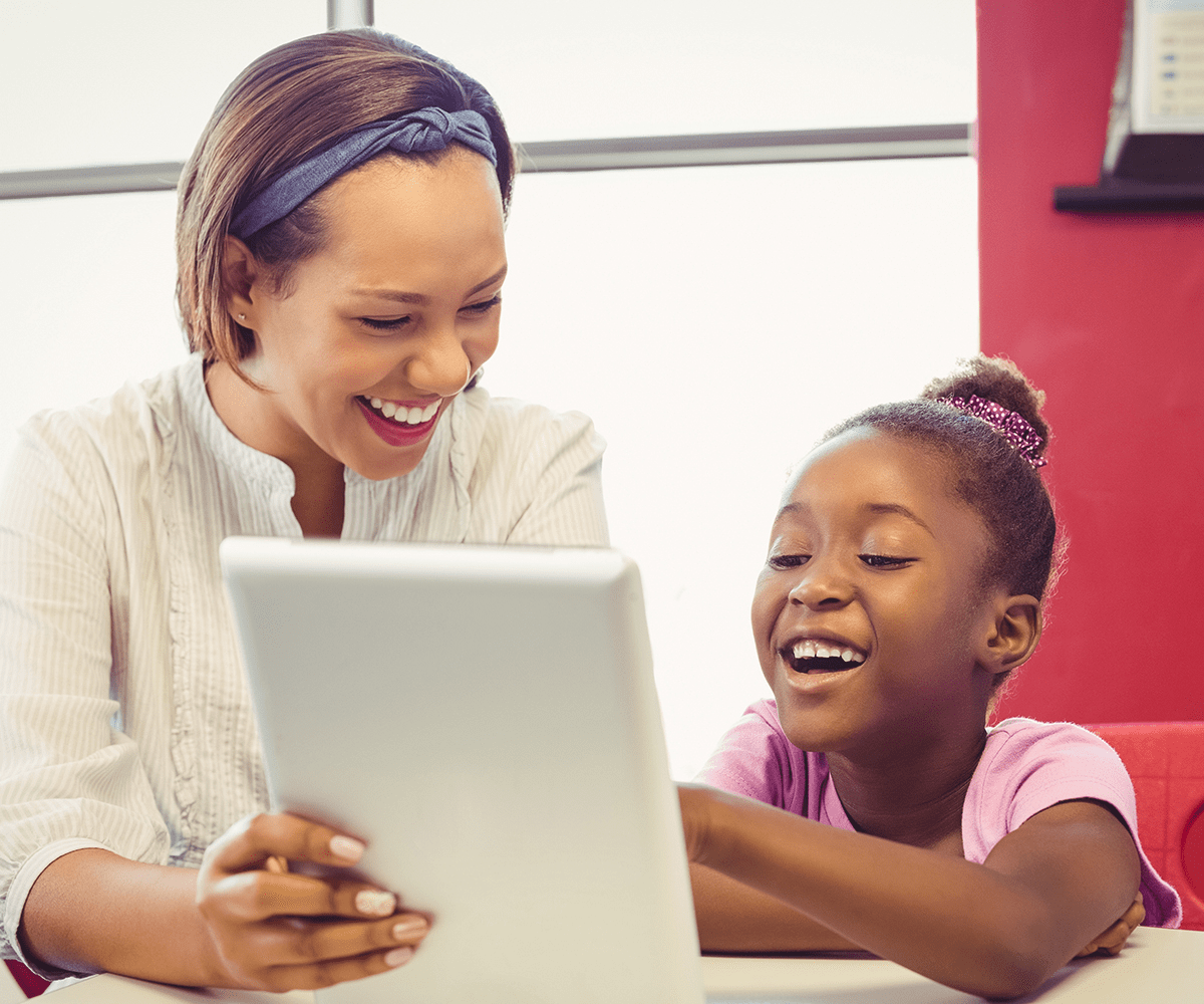 Mother celebrating student success of her daughter.