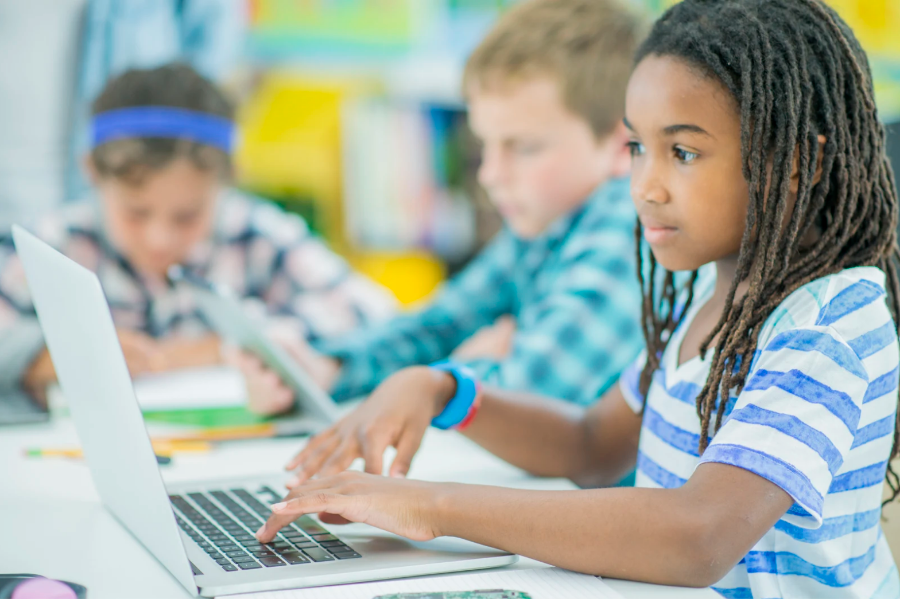 students in classroom doing work
